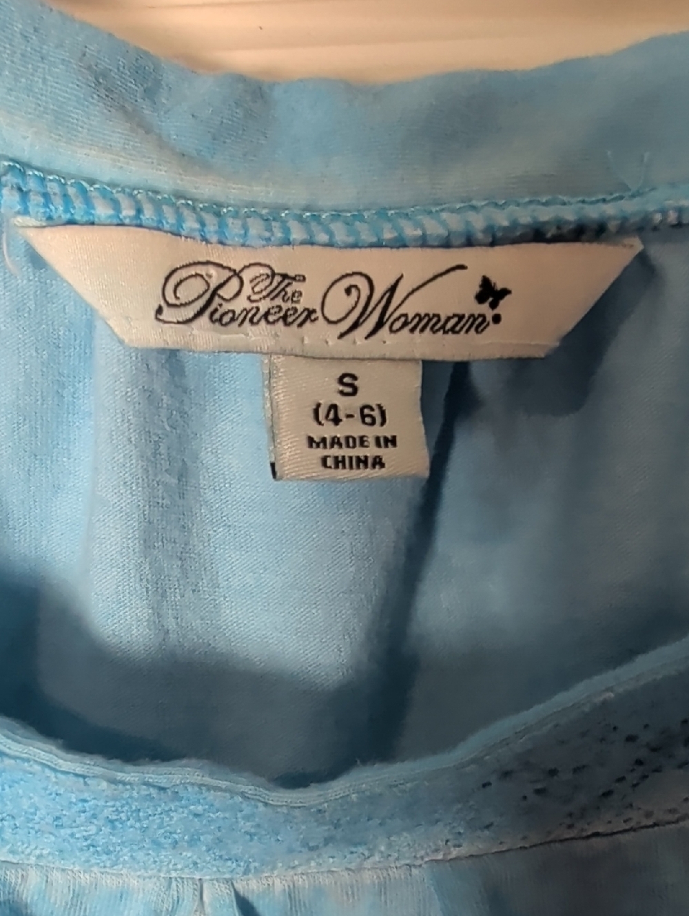 Pioneer Woman Sky Blue Square-Neck Puff Sleeve Top - Picture 3 of 9